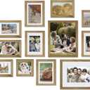 Egofine Picture Frame Set 12 Pack, Gallery Wall Frame Collage with Two 8x10, Four 5x7, Four 4x6, Two 4x4 for Wall and Tabletop, Made of Solid Wood, Covered by Plexiglass, Carbonized Brown