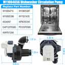Upgraded W11084656 W10854710 Dishwasher Circulation Pump Compatible with Whirlpool Dishwasher Pump Motor Replacement W11612327 Kenmore KitchenAid Circulation Pump WDT730PAHZ0 WDTA50SAHZ0 WDT750SAHZ0