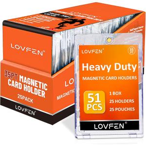 Magnetic Card Holder 25 Packs, 35pt Card Holder Touch for Trading Cards, U-V Protection Magnetic Card Case for Baseball Game Sports Cards, Card Protectors Hard Plastic