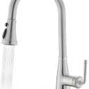 Kitchen Faucet with Pull Down Sprayer, 17 inch Brushed Nickel Antique Single Handle Pull Out Kitchen Sink Faucet with Deck Plate for Classic Modern Ktichen