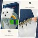 WAYUTO A5 Kpop Photocard Binder Y2K Aesthetic Blue photocard holder 20Pcs 4-Pocket Detachable Inner Pages Plush Puppy Photo Card Binder for 3-Inch Photocard with 2Pcs Colorful Heart Shaped Stickers