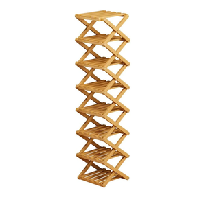 Bamboo Shoe Rack Organizer, 2-10 Tiers, Natural or Tea Color, No-Tool Assembly, Foldable Storage Shelf (No Installation 10 Layer 30-Brown)