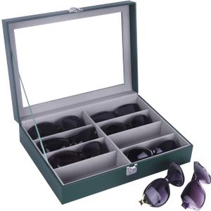 AUTOARK Leather 8 Piece Eyeglasses Storage and Sunglass Glasses Display Case Organizer