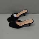 Shoe Land Women's Low Heels Stiletto Heeled Slides, Open Toe One Band Slip-On Heeled Mules  Dressy Heeled Sandals for Prom, Party Wedding and Vacation (8.5, 2401black)