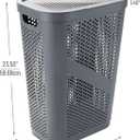Mind Reader Slim Laundry Hamper with Lid, 60L Clothes Basket, Ventilated Plastic, Gray, Single