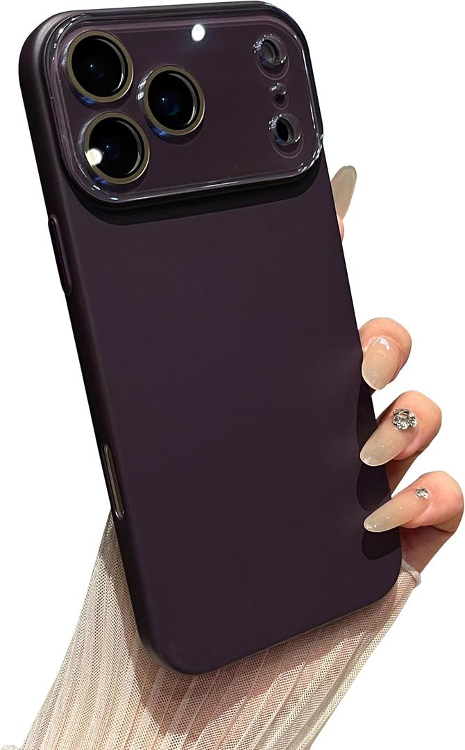 Caseative Solid Color Full Camera Lens Protection Compatible with iPhone Case (Purple,iPhone 17 Pro)