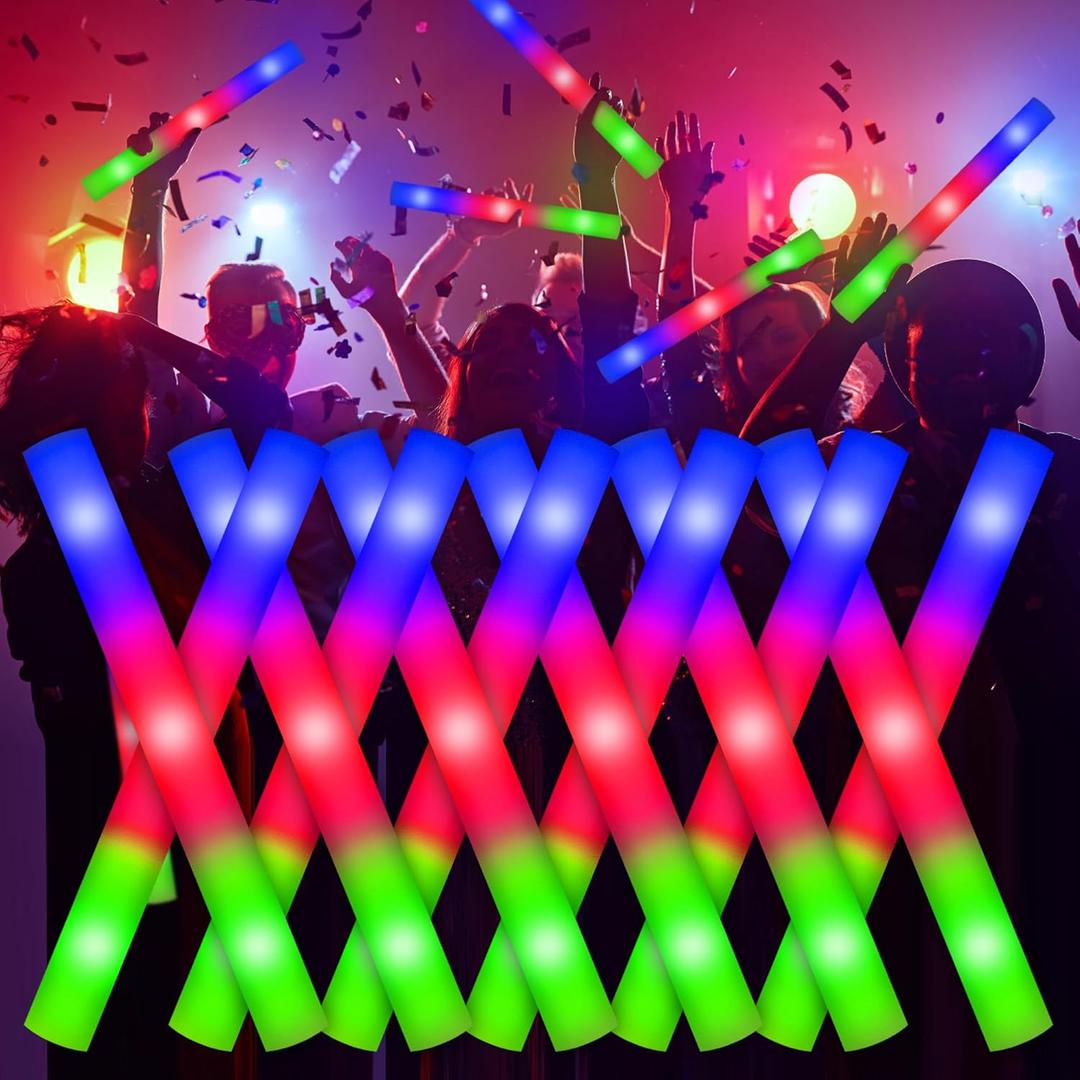 LED Foam Glow Sticks, 38PCS Glow Sticks Bulk, Glow in The Dark Party Supplies with 3 Modes Flashing, Light Up Glow Party Favors for Wedding, Easter, Birthday, Carnival, Rave, Dance Prop