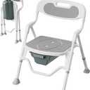 3-in-1 Folding Bedside Commode Chair for Seniors, Height Adjustable, 400 lb | shower use, 11L bucket, 5.9 in fold, 8 lb aluminum frame, over-toilet assist, tool-free setup, Gary