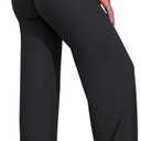 VOYJOY Straight Leggings Bottoms Wide Leg Pants for Women 33" High Waist Stretch Casual Sweatpants (X-Small, Black)