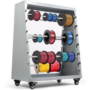 Wire Spool Rack,Electrical Wire Assortment with Wheel,Automotive Wiring Storage,Heavy Duty 6 Rods Wire/Cable Dispenser for Electrical Industrial & Retail Use,300lbs Capacity,Gray