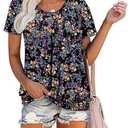 ZOLUCKY Womens Casual Short Sleeve Tunic Tops Scoop Neck T Shirts Summer Loose Fit Tunics 