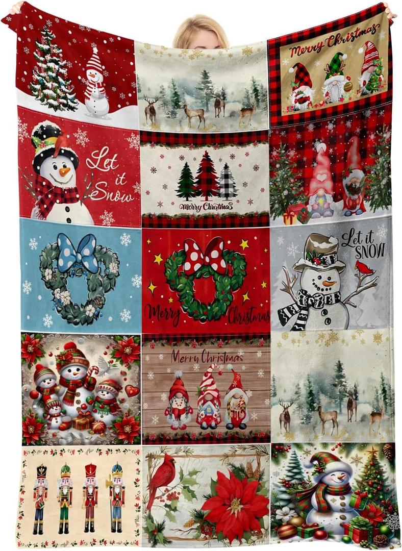 Cute Christmas Blanket and Throws for Adults/Women/Boys/Kids, Holiday Decor, Christmas Decorations/Gifts, Holiday Fleece Throw Blanket for Couch/Sofa 40"x 60"