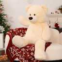 MorisMos Giant Teddy Bear Stuffed Animal 3 ft, 36 in Large Teddy Bear for Baby Shower Decor, Soft Big Stuffed Animal Plush Toy for Kid Birthday Christmas Girlfriend Valentines Gift,Beige/Cream