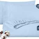 Royale Linen Fitted Sheet With Pillowcases - Queen Fitted Sheets With 2 Pillowcases - 300 Thread Count 100% Organic Cotton - Fit Mattress Up to 18" Deep - Soft & Breathable - Lake Blue (No Flat Sheet)