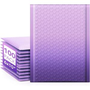 Fuxury Opaque Bubble Mailers 6x10 Inch 100 Pack Gradient Purple Padded Envelopes Usable Size 6x9" Strong Adhesion Bubble Shipping Envelopes for Mailing Jewelry, Makeup #0 Thick Bubble Padded Mailer