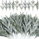 Yunlly 80 Pcs Christmas Artificial Pine Needle Branches 4 Styles Garland Greenery Plant Winter Fake Stems Xmas Tree Picks for DIY Wreath Centerpiece Vast Home Winter Wedding Party Decoration (Simple)