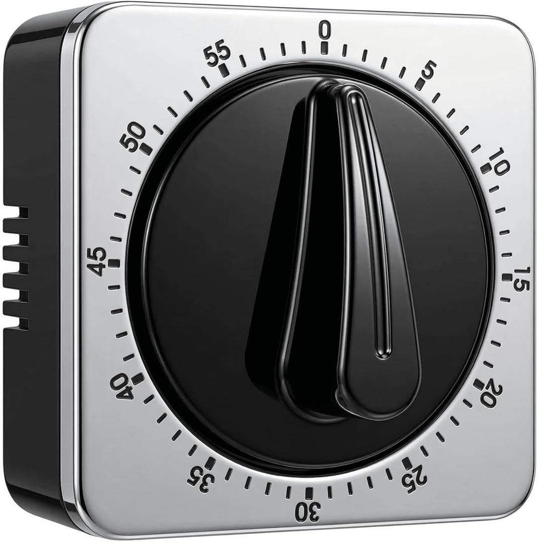 Searon Kitchen Timers for Cooking, Mechanical Wind Up Timer with Loud Ring, Magnetic Back, No Battery Needed, Stainless Steel Countdown Timer for Cooking and Baking