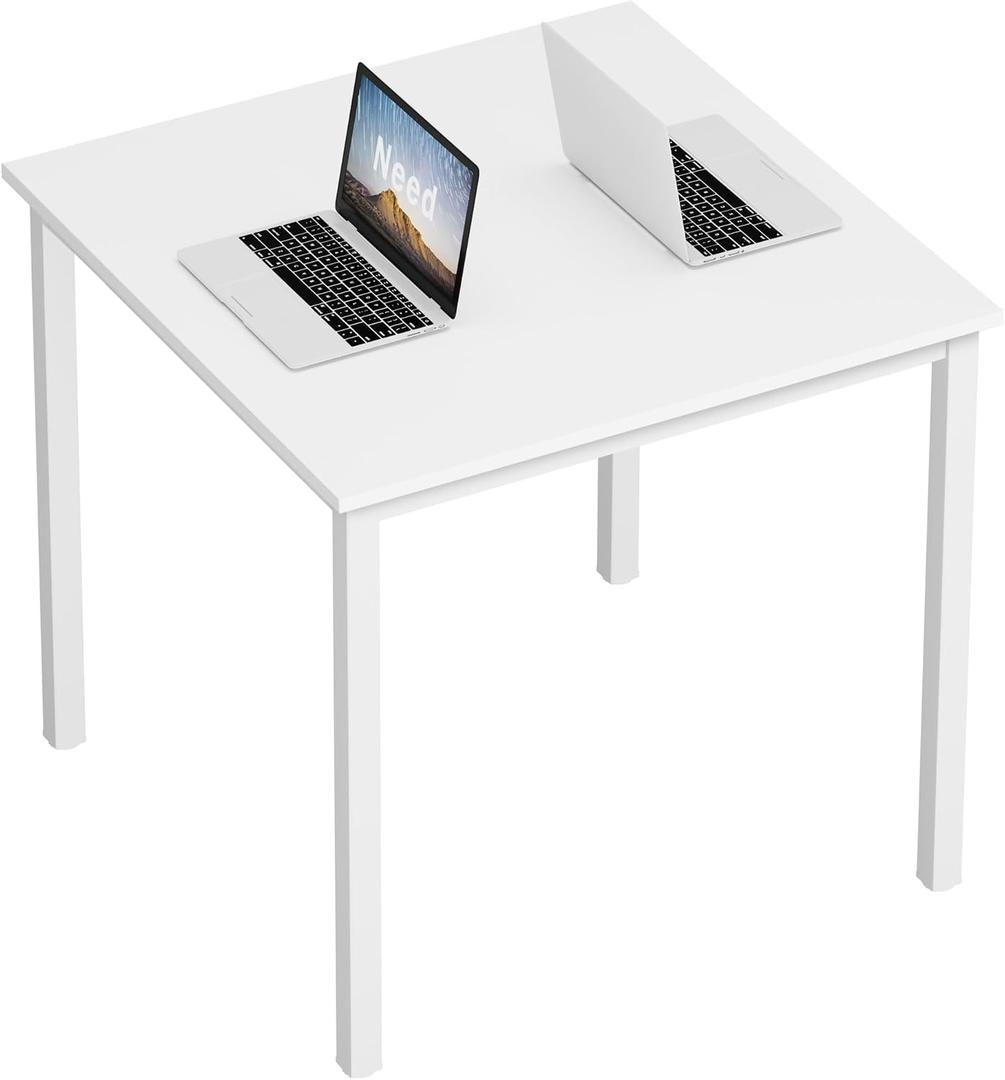 Need Small Square Dining Table- 31-1/2'' Sturdy and Heavy Duty Writing Desk for Small Spaces and Writing Table Desk Breakroom Table, White Color, 31.5x31.5 inch