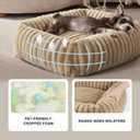 FURTIME Dog Beds Large Sized Dog, Washable Orthopedic Pet Bed with Removable Cover, Rectangle Soft Calming Sleeping Puppy Bed Durable Pet Cuddler with Anti-Slip Bottom, Beige, L(36"x27"x8")