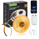 COB LED Strip Light 16.4ft, Dimmable 2300K-6500K White CCT Tunable, DC 24V Cuttable LED Tape Light, High Density 3040 LED 36W CRI 90, APP Remote Control, Music Mode, For Home DIY, Living Room, Bedroom