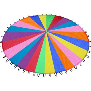 Rainbow Parachute for Kids, Play Parachute Toy with Handles, Parachute Game for Kids Cooperation Group Play and Outdoor Playground Activities (35FT)