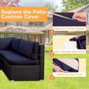 14pcs Patio Cushion Covers Replacement, Couch Cushions Covers with Zippers, Waterproof Patio Furniture Cushion Slipcovers for Couches,Outdoor Patio Furniture (Navy Blue)