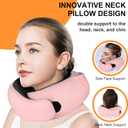 Travel Pillow - Hooded Neck Pillow Airplane Memory Foam Filling for Plane, Office, Cars Sleeping, Road Trip, Long Flights, Airplane Travel Essentials, Includes Eye Mask & Earplugs (Pink)