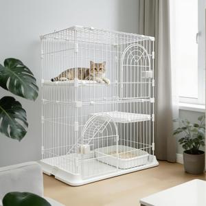 Cat Cage for Indoor Cats, DlY 2-Tier Catio & Cat Playpen with Escape-Proof Spacing, Sturdy Metal Cat Crate Kennel for Kittens, Ferrets & Small Animals
