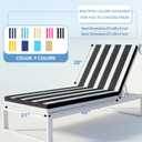 L'AGRATY Outdoor Lounge Chaise Cushion: 72x21x3 Inch Waterproof Lounge Chair Cushion for Outdoor Furniture with Fade Resistant Removable Cover - Patio Cushions for Pool Lawn Deck(Black White 2Pcs)