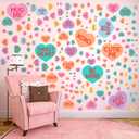 ReliThick 6 Sheets/ 199 Pcs Valentine's Day Wall Decals Removable Love Heart Wall Stickers Conversation Heart Window Stickers Anniversary Romantic Decoration for Wedding Home Party Decor (Romantic)