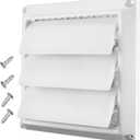 4 Inch White Plastic Louvered Outdoor Vent Cover With Stainless Steel Grille Screen for Dryer, Exhaust Vent cover Widely Used for Dryers and Houses Wall to Keep Rain, Snow, Wind or Birds by AMI PARTS