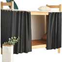 Heavy-Duty Blackout Bottom Bunk Bed Curtains Privacy Canopy Twin Size for Home Dorm, 2 Panels, Black