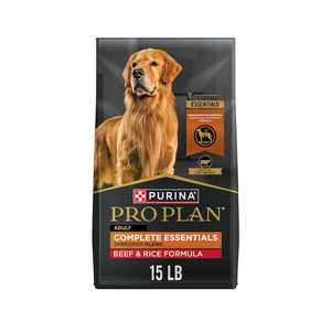 Purina Pro Plan Complete Essentials Shredded Blend Beef and Rice Dog Food Dry Formula with Probiotics for Dogs - 15 lb. Bag