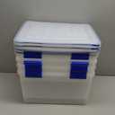 IRIS USA WeatherPro 27 & 44 Qt Storage Bins with Lids, 4 Pack, BPA-Free Plastic Gasket Box with Tight Latch and Seal, Stackable Nestable Tote Tub - Clear/Blue