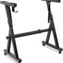 Pyle Port Universal Electronic Black Heavy-Duty Z Style Keyboard Organ Holder Rack Portable Piano Stand W/Adjustable Height and Width, Locking Wheels PKST48