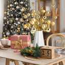 4 Pcs 15 Inch Gold Christmas Tree Picks Xmas Glitter Ball Christmas Tree Decorations Artificial Stems for Xmas Topper Ornaments DIY Wreath Garland Crafts Winter Home Decor