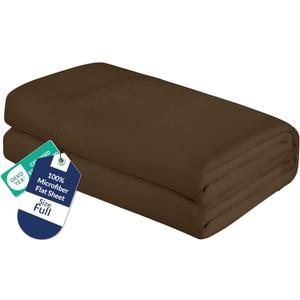 Royale Linens Full Flat Sheet - Ultra Soft Brushed 1800 Microfiber Flat Sheets Only - Wrinkle Free & Stain Resistant - Hotel Quality Top Sheet for Bed (Full, Chocolate)