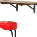 StoreYourBoard Folding Workbench, Wall Mounted Foldaway Table, Solid Dark Wood Butcher Block Desk, 40" x 18", Floating Work Bench, Stainless Steel Brackets, Holds 200 Lbs