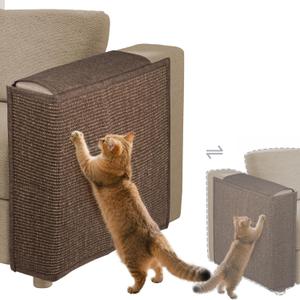 Couch Cat Scratch Protector-Universal Couch Protector from Cat Claws for Both Sofa Arm Sides,Color-Matched Sisal Pad, Couch Corner Cat Scratcher(Brown)