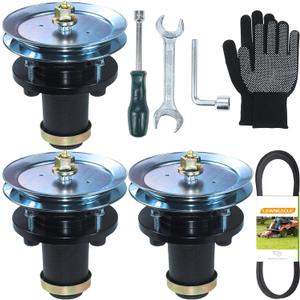 3 Pack Greased 539131898 Spindle Assembly with 539113300 Pulley 522795901 Belt Replaces Husqvarna 539131898 Husqvarna Spindle Assembly 539131898 for Husqvarna MZ61, MZ6128, MZT61 Mowers