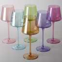 Physkoa Colored Glasses Set 6-16oz Colorful Glass With Tall Long Stem&Flat Bottom,Colored Stemmed Goblet,Christmas Gifts for Women Mom Wife Friend (Multicolor)