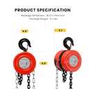 SPECSTAR Hand Chain Hoist 1 Ton 2200 Lbs Capacity 10 Feet with 2 Heavy Duty Hooks, Manual Chain Fall for Warehouse Building Automotive Machinery Red