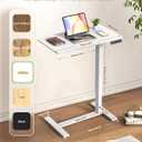 24"x 16" Electric Overbed Table, Rolling Laptop Desk for Bed, White