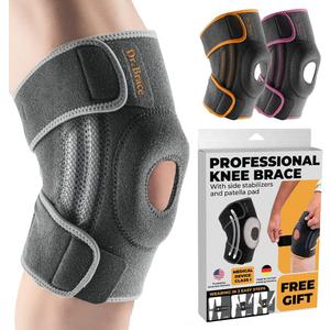 DR. BRACE ELITE Knee Brace with Side Stabilizers & Patella Gel Pads for Maximum Knee Pain Support and fast recovery for men and women-Please Check How To Size Video (Moon, Large)