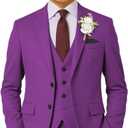 Boys Suit 5 Piece Kids Party Tuxedo Blazer Vest and Pants Set with Tie for Boy Formal (7, Purple)