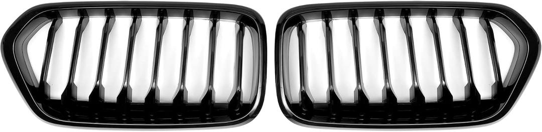 X AUTOHAUX No.51712455246/51712455247 Front Upper Hood Bumper Grille Grill for BMW X2 F39 2017-2023 Front Upper Bumper Kidney Grille Grill Signal Slat Gloss Black 1 Pair