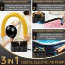 Bezente Balloon Pump Electric, 3-in-1 Portable Black Gold Electric Air Machine Balloon Pump Dual Nozzle Balloon Inflator for Inflatables and Latex 260q Foil Balloons