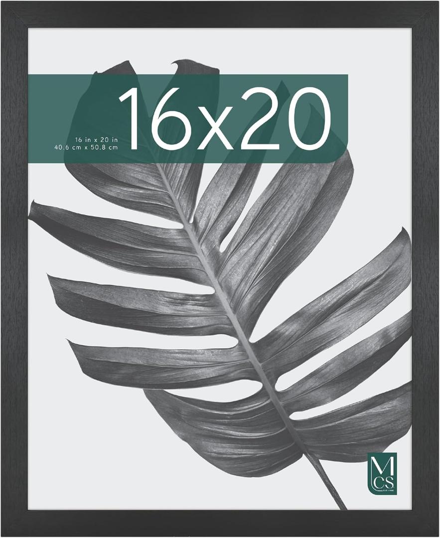 MCS Studio Gallery 16x20 Poster Frame Black Woodgrain Engineered Wood, Vertical & Horizontal Wall Hanging Large Picture Frame for Photos, Posters & Art Prints (1-Pack)