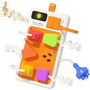 PANITU Plug Outlet Busy Board for 1 Year Old, Airplane Car Travel Toys for Baby, Montessori Power Strip Educational Toy with Light & Sounds, Best Gift for Toddlers 1-3