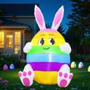 5FT Easter Inflatables Outdoor Decorations Inflatable Bunny with Built in LED Lights, Cute Rabbit Blow Up Yard Decoration for Lawn Garden Holiday Party
